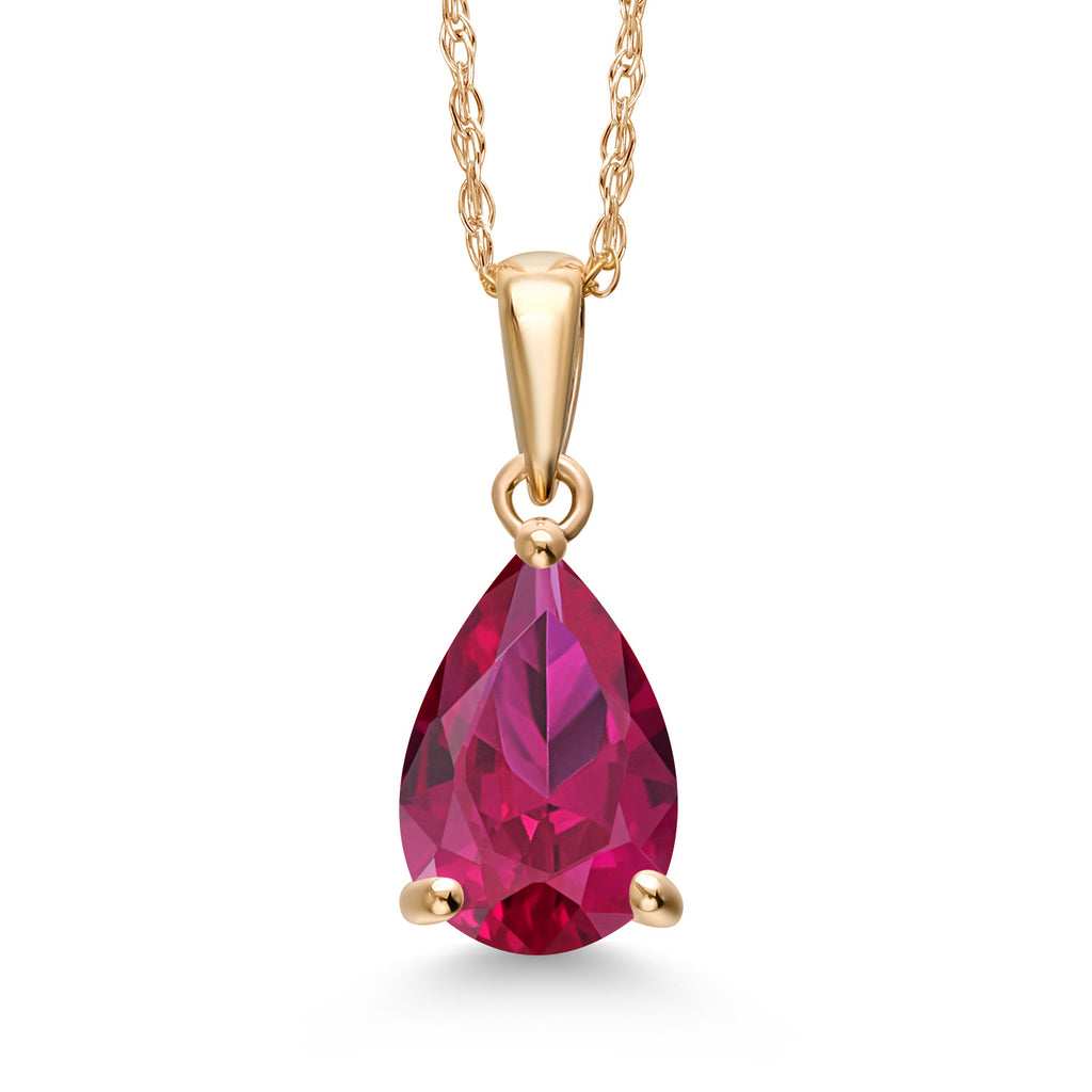 Created Ruby - July_Pendant in 14K Yellow Gold