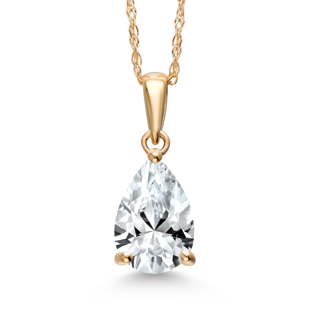 White Created Sapphire - September_Pendant in 14K Yellow Gold