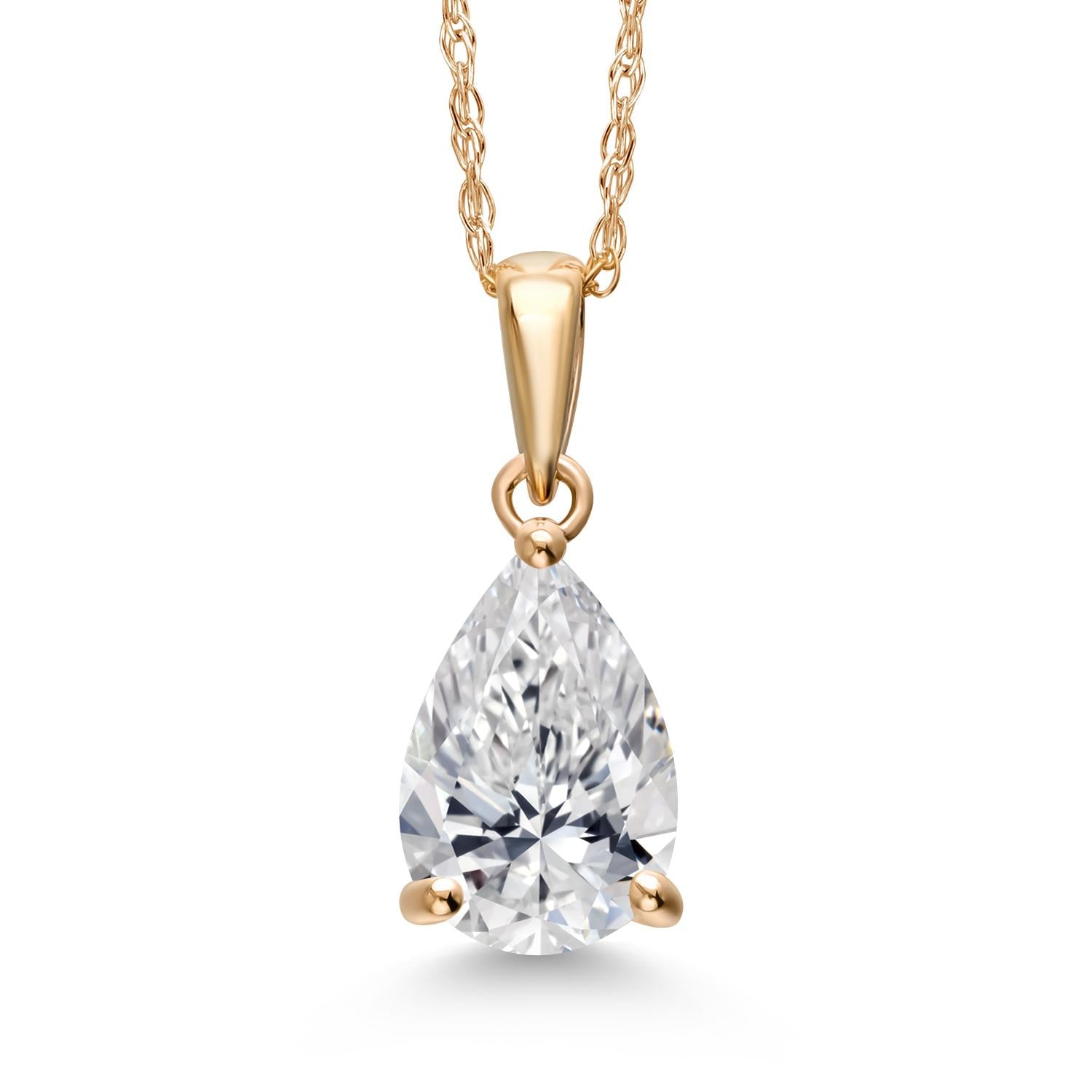 1 Ct Pear Shape 14K Yellow Gold IGI Certified Lab Grown Diamond Pendant Necklace | F-G Color | VS1 Clarity | Gold Necklace For Women | With 18 Inch Gold Chain