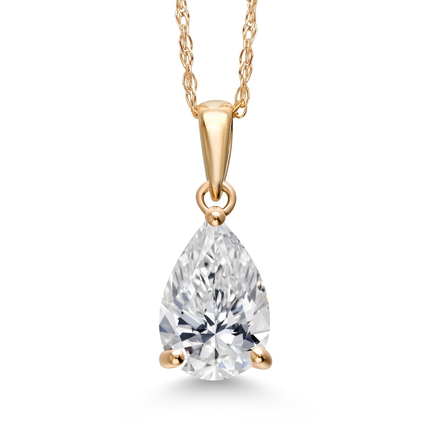White Lab Grown Diamond - April_Pendant in 14K Yellow Gold
