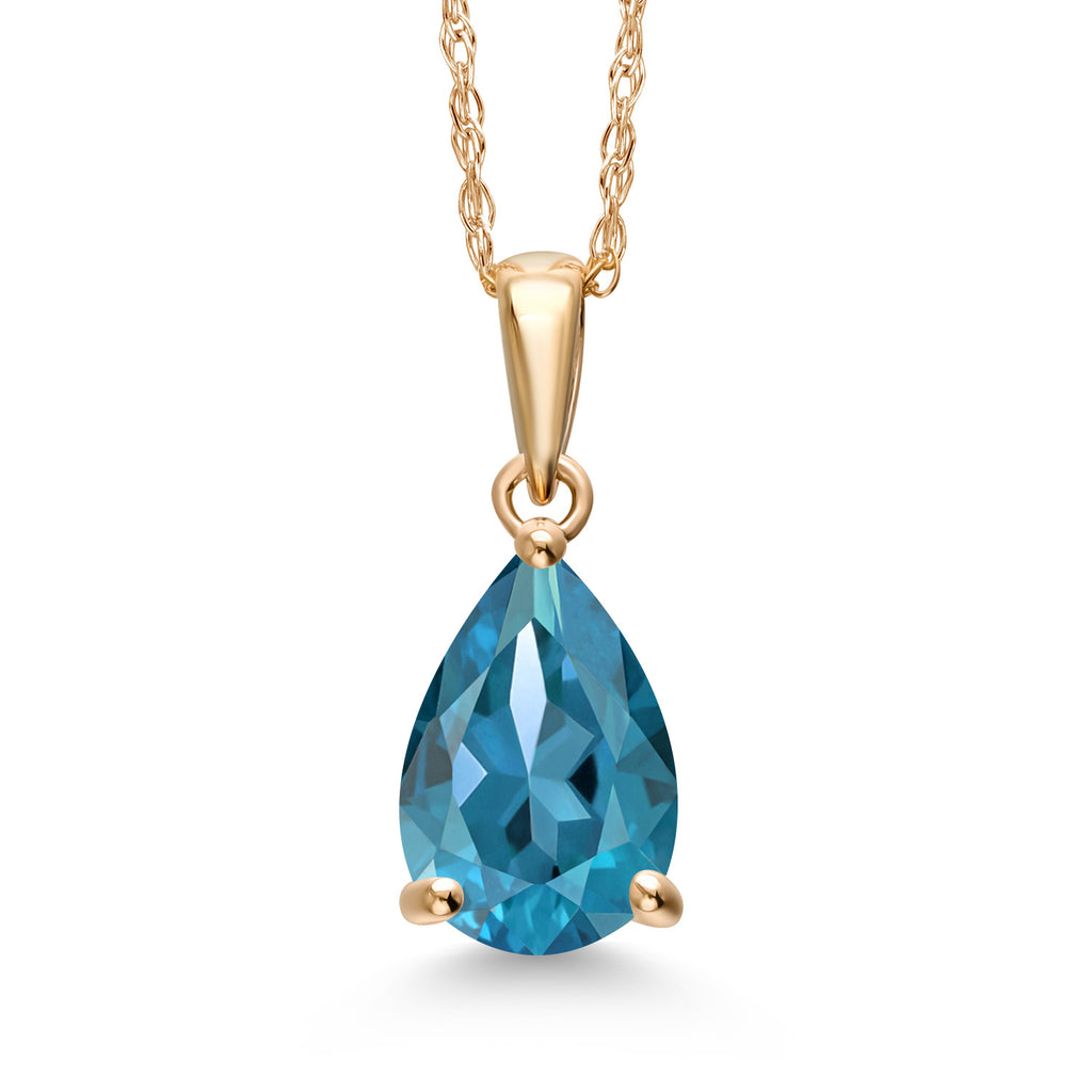 London Blue Topaz - November_Pendant in 14K Yellow Gold