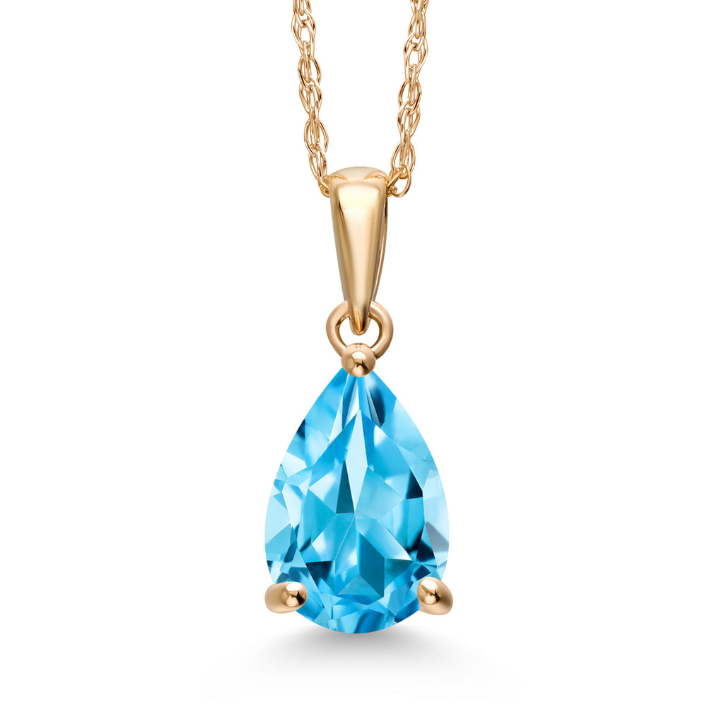 Swiss Blue Topaz - November_Pendant in 14K Yellow Gold