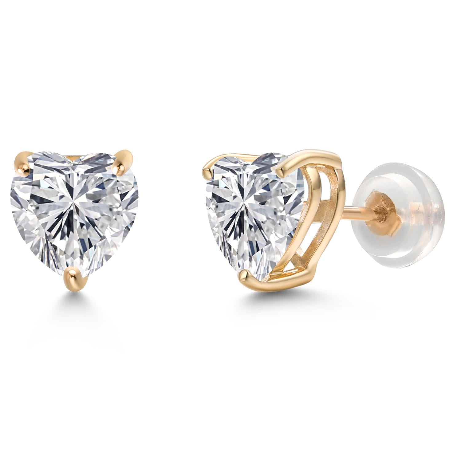 2 Ct Heart Shape 14K Yellow Gold IGI Certified Lab Grown Diamond Stud Earrings | F-G Color | VS Clarity | Gold Earrings For Women Men