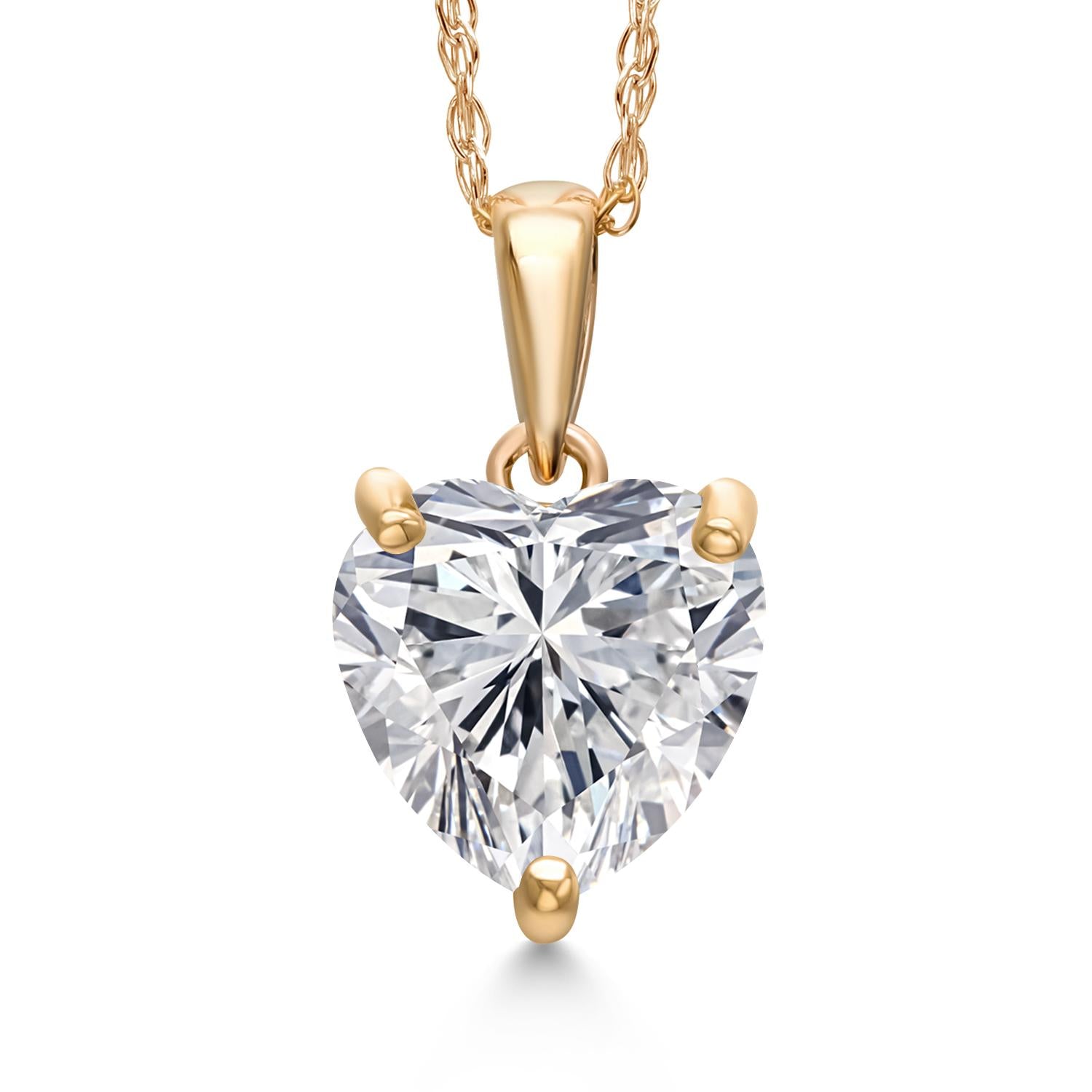 2 Ct Heart Shape 14K Yellow Gold IGI Certified Lab Grown Diamond Pendant Necklace | F-G Color | VS1 Clarity | Gold Necklace for Women | With 18 Inch Chain