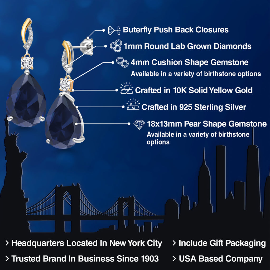 Earrings in 925 Sterling Silver and 10K Yellow Gold