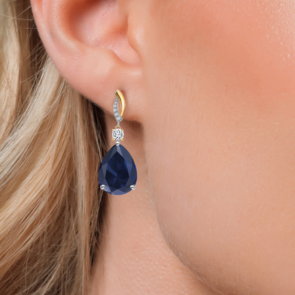 Earrings in 925 Sterling Silver and 10K Yellow Gold