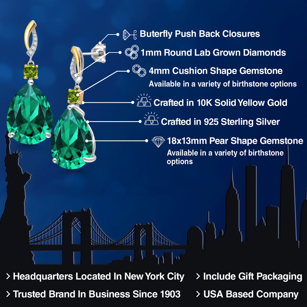 Earrings in 925 Sterling Silver and 10K Yellow Gold
