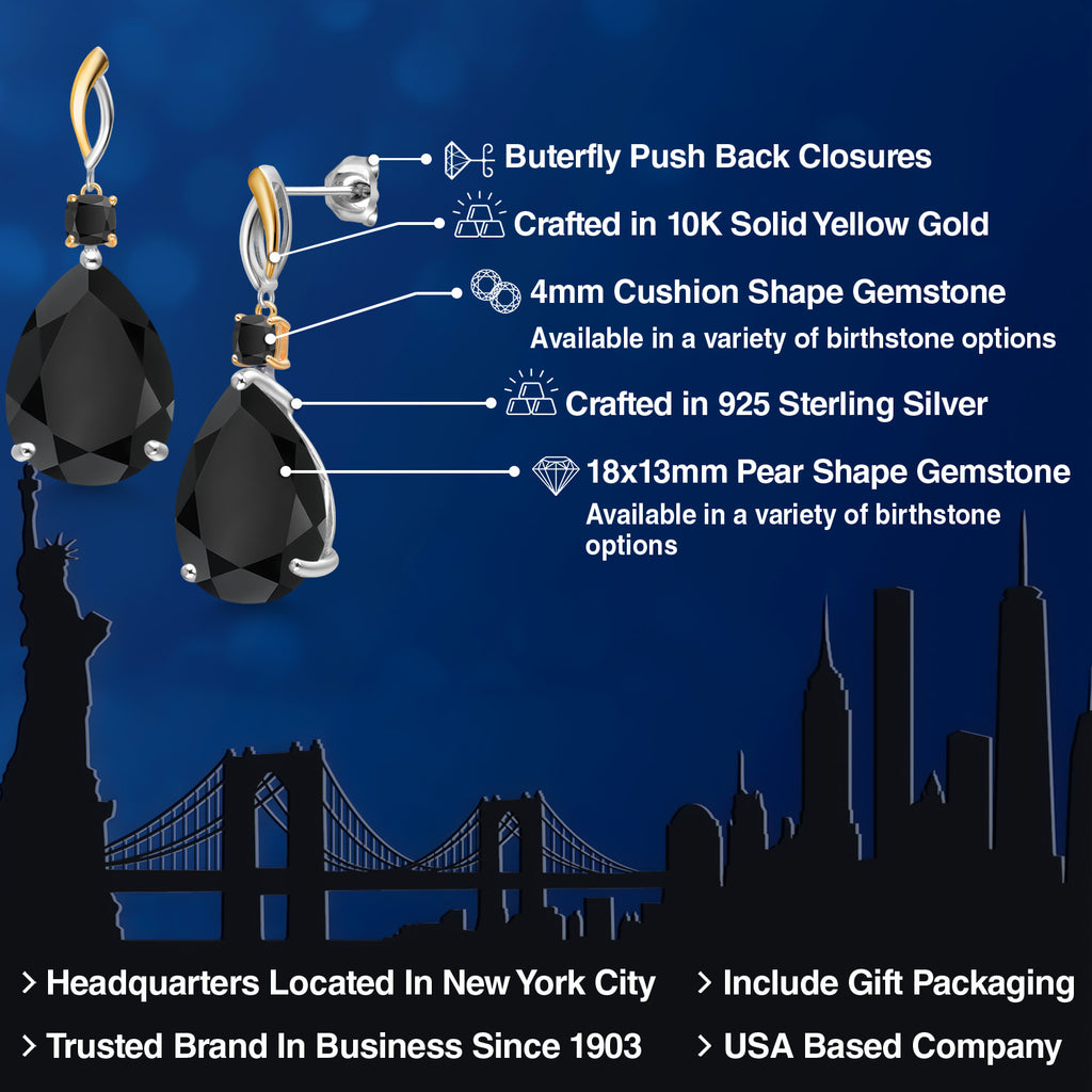 Earrings in 925 Sterling Silver and 10K Yellow Gold