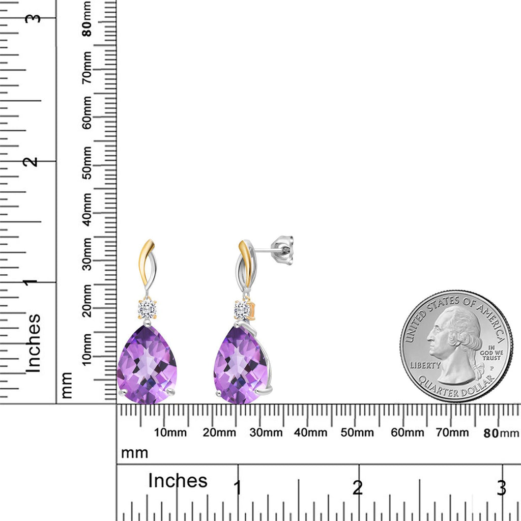 Purple and Near Colorless (GH)_Earrings in 925 Sterling Silver and 10K Yellow Gold