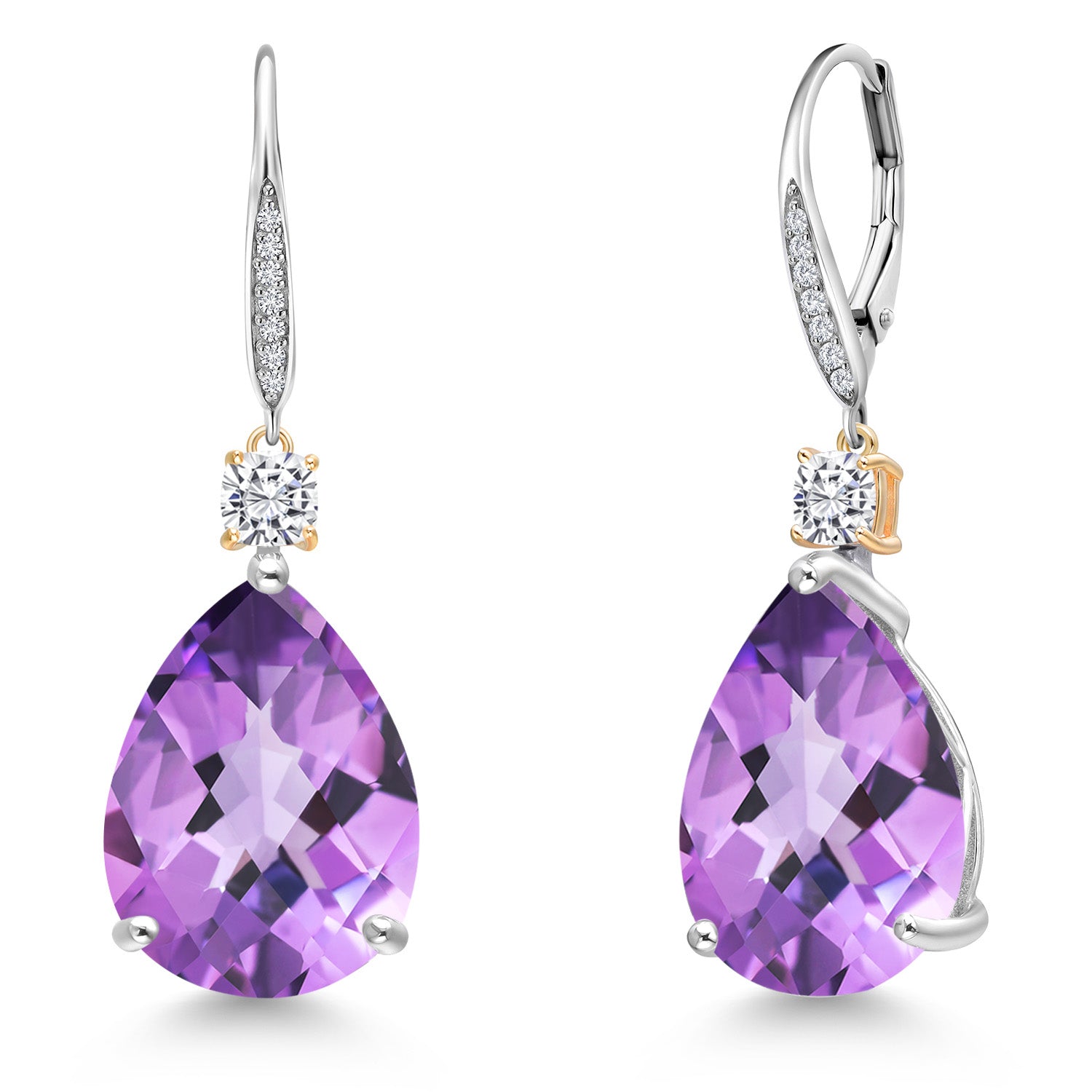 Earrings in 925 Sterling Silver and 10K Yellow Gold