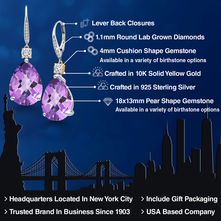 Earrings in 925 Sterling Silver and 10K Yellow Gold