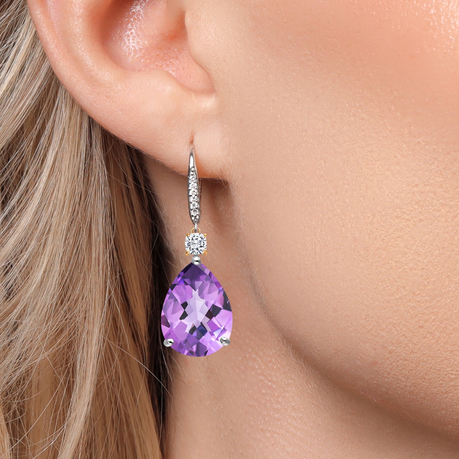 Earrings in 925 Sterling Silver and 10K Yellow Gold