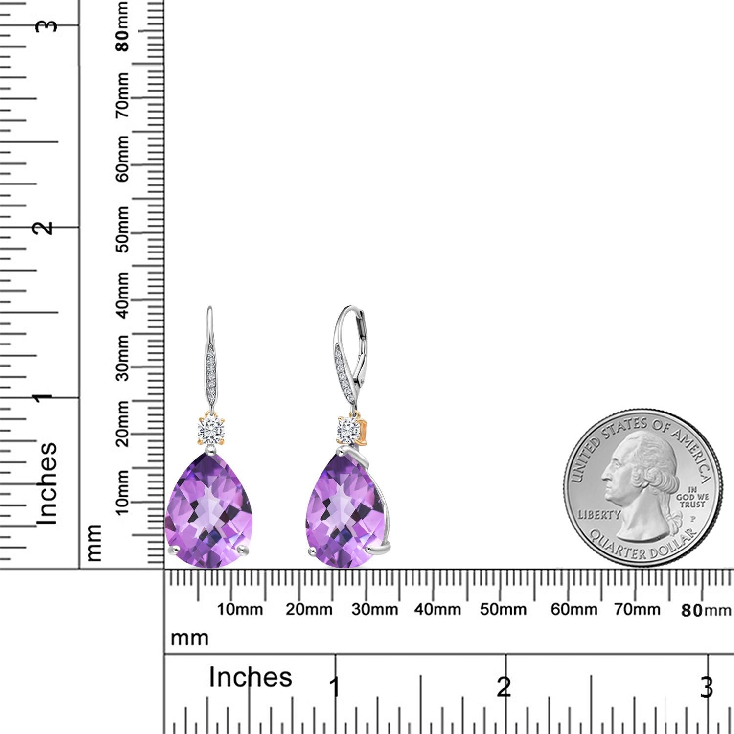 Earrings in 925 Sterling Silver and 10K Yellow Gold