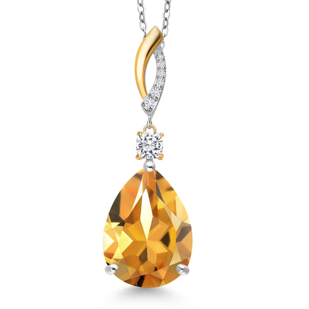 Yellow - Near Colorless (GH) and G - H_Pendant in 925 Sterling Silver and 10K Yellow Gold