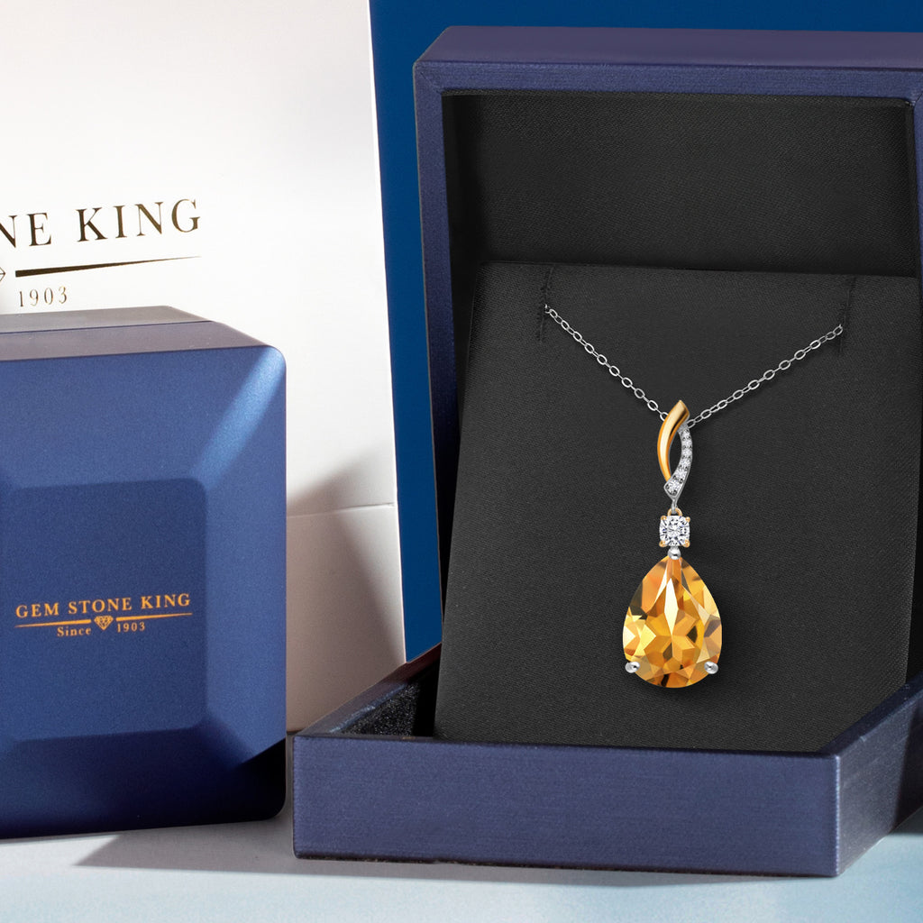 Yellow - Near Colorless (GH) and G - H_Pendant in 925 Sterling Silver and 10K Yellow Gold