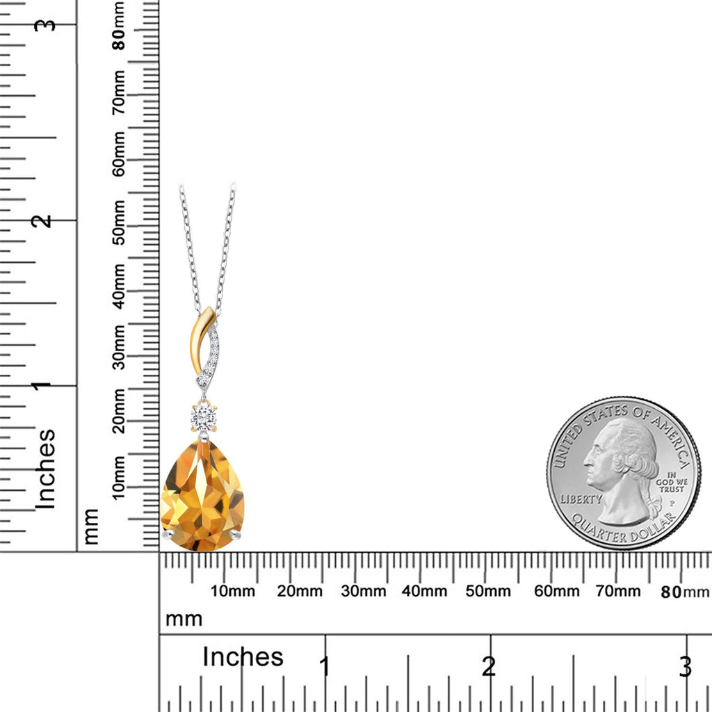 Yellow - Near Colorless (GH) and G - H_Pendant in 925 Sterling Silver and 10K Yellow Gold