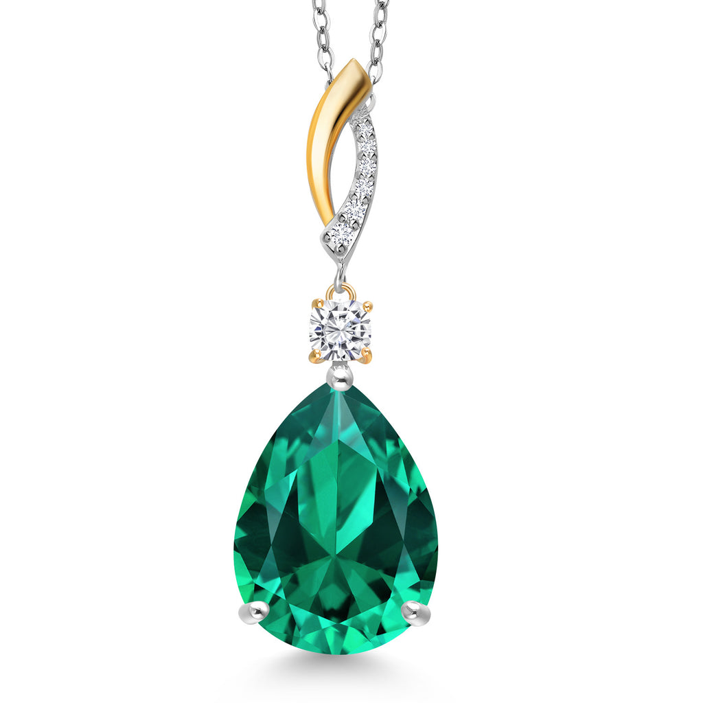 Nano Emerald - May_Pendant in 925 Sterling Silver and 10K Yellow Gold