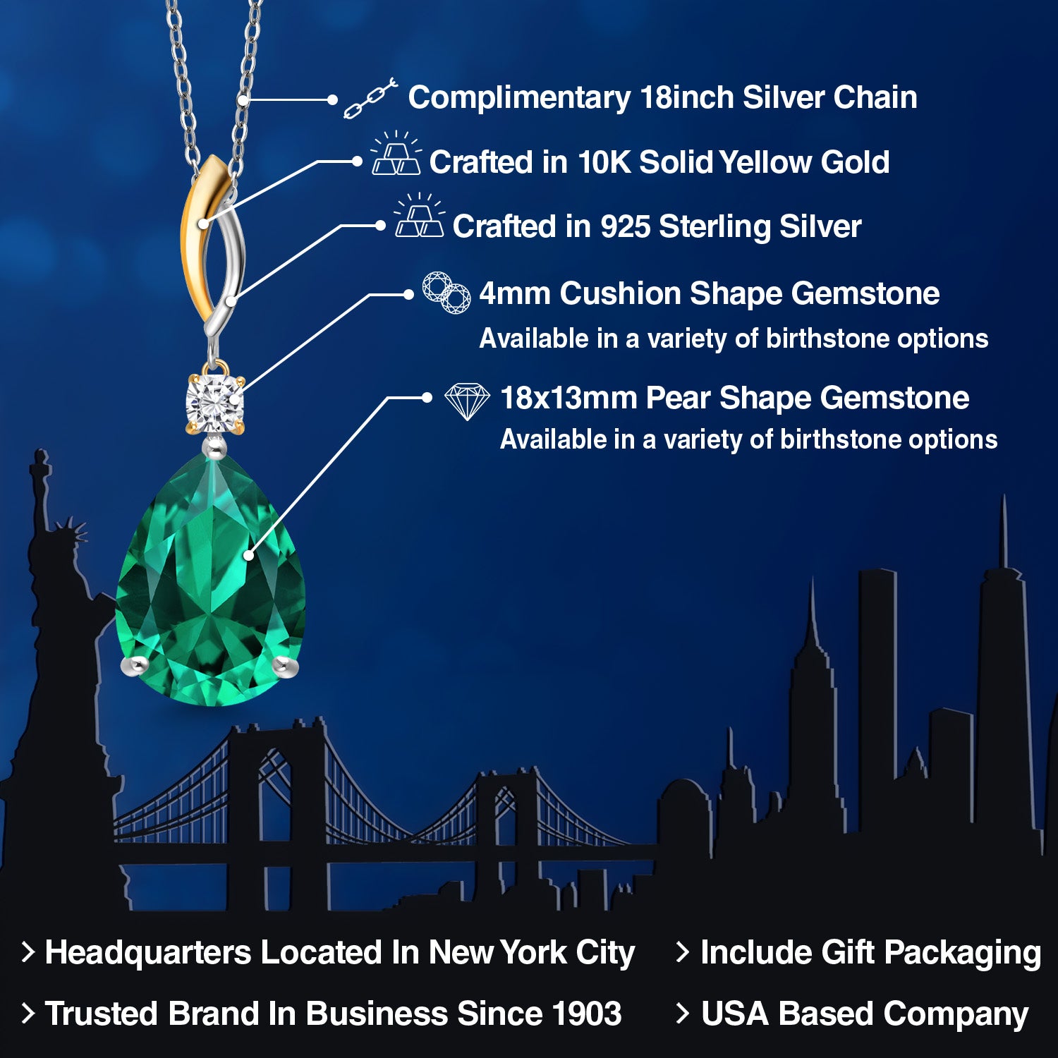 Pendant in 925 Sterling Silver and 10K Yellow Gold