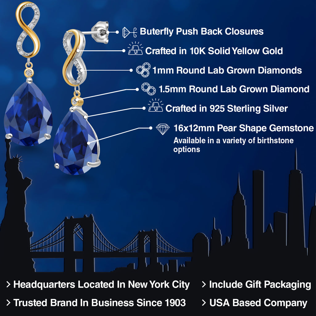 Earrings in 925 Sterling Silver and 10K Yellow Gold
