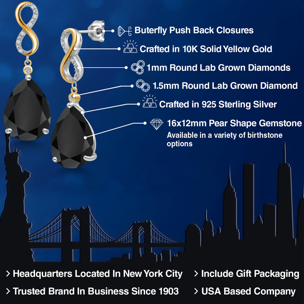 Earrings in 925 Sterling Silver and 10K Yellow Gold
