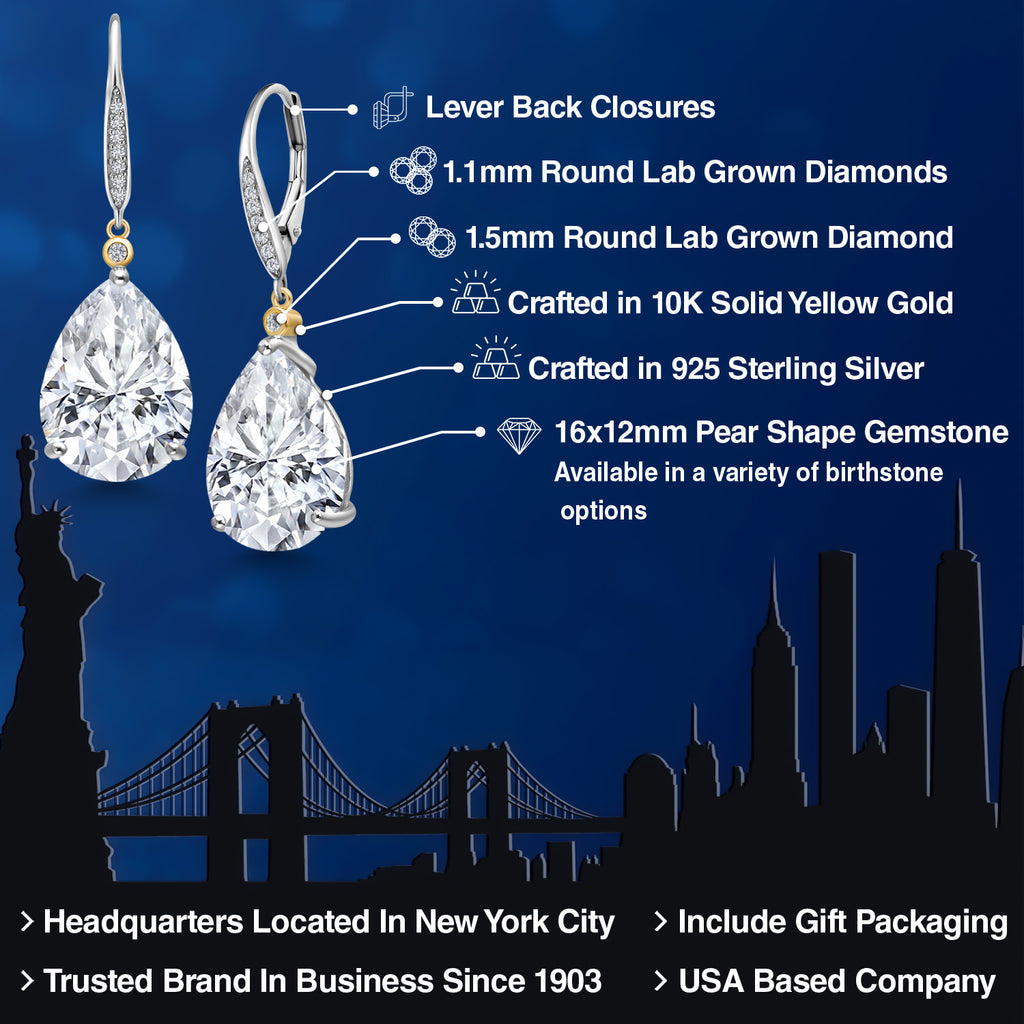 Earrings in 925 Sterling Silver and 10K Yellow Gold