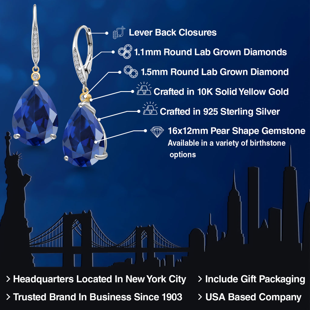 Earrings in 925 Sterling Silver and 10K Yellow Gold