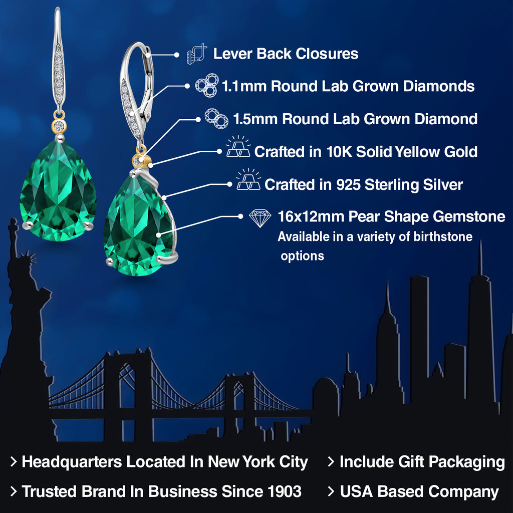 Earrings in 925 Sterling Silver and 10K Yellow Gold