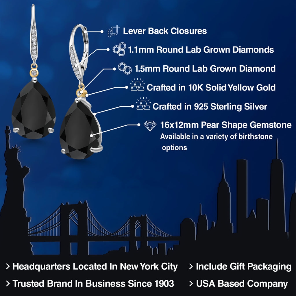 Earrings in 925 Sterling Silver and 10K Yellow Gold