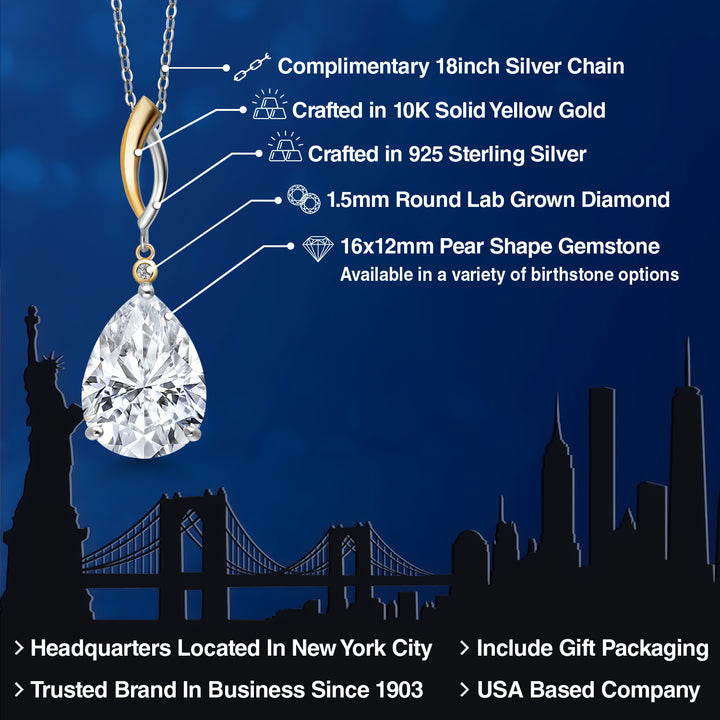 Pendant in 925 Sterling Silver and 10K Yellow Gold