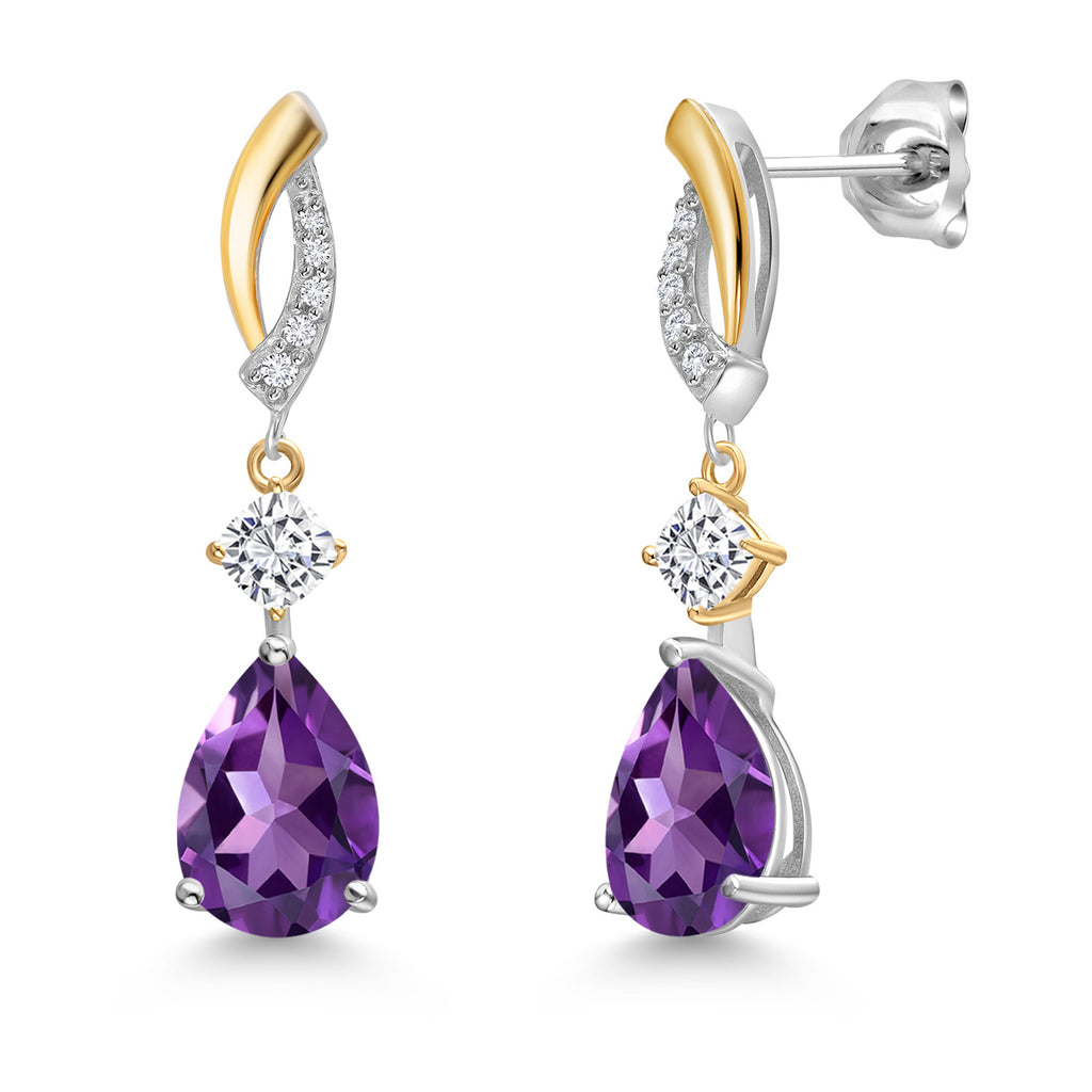 Amethyst - February_Earrings in 925 Sterling Silver and 10K Yellow Gold