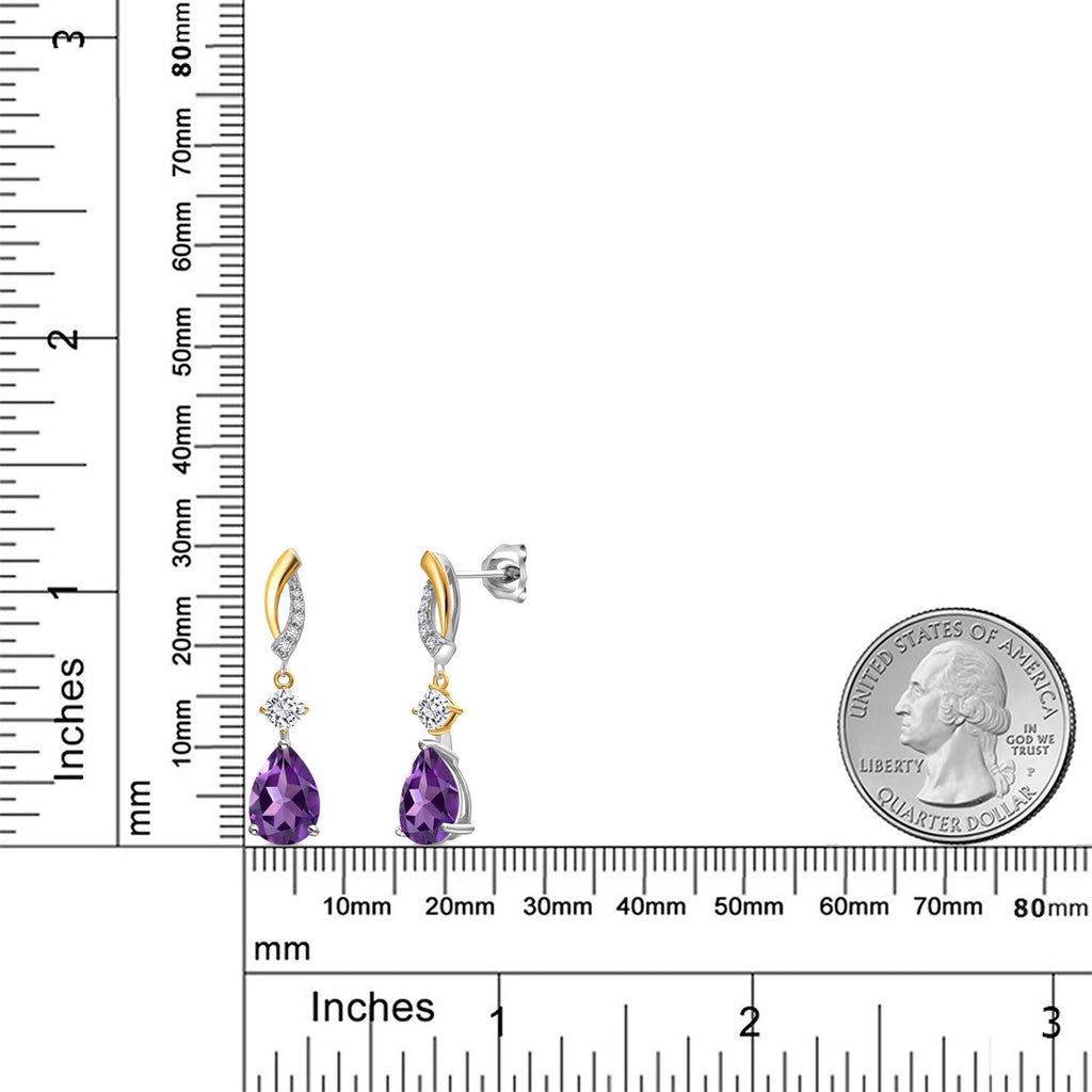Purple - Near Colorless (GH) and G - H_Earrings in 925 Sterling Silver and 10K Yellow Gold