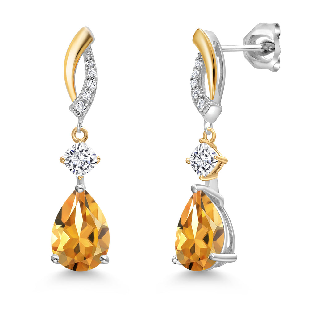 Citrine - November_Earrings in 925 Sterling Silver and 10K Yellow Gold