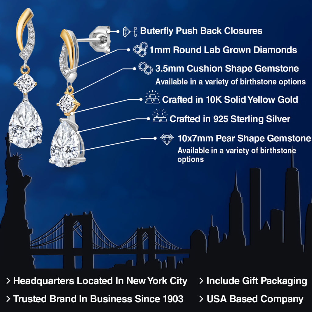 Earrings in 925 Sterling Silver and 10K Yellow Gold