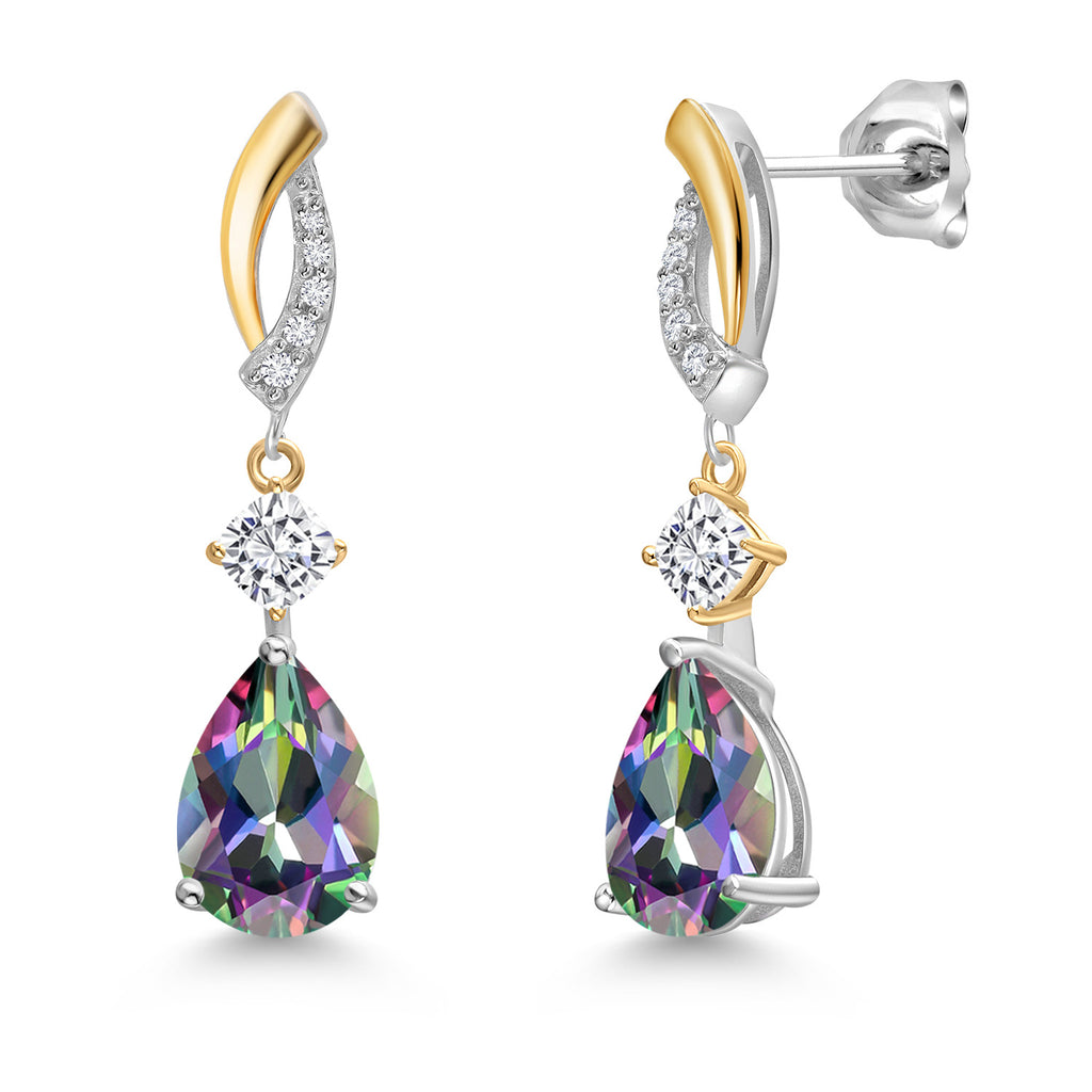 Green Mystic Topaz_Earrings in 925 Sterling Silver and 10K Yellow Gold