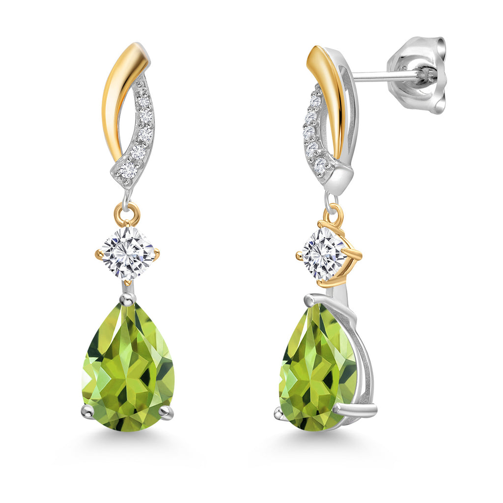 Peridot - August_Earrings in 925 Sterling Silver and 10K Yellow Gold
