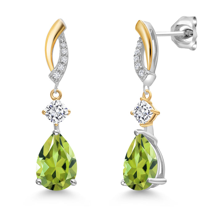 Peridot - August_Earrings in 925 Sterling Silver and 10K Yellow Gold