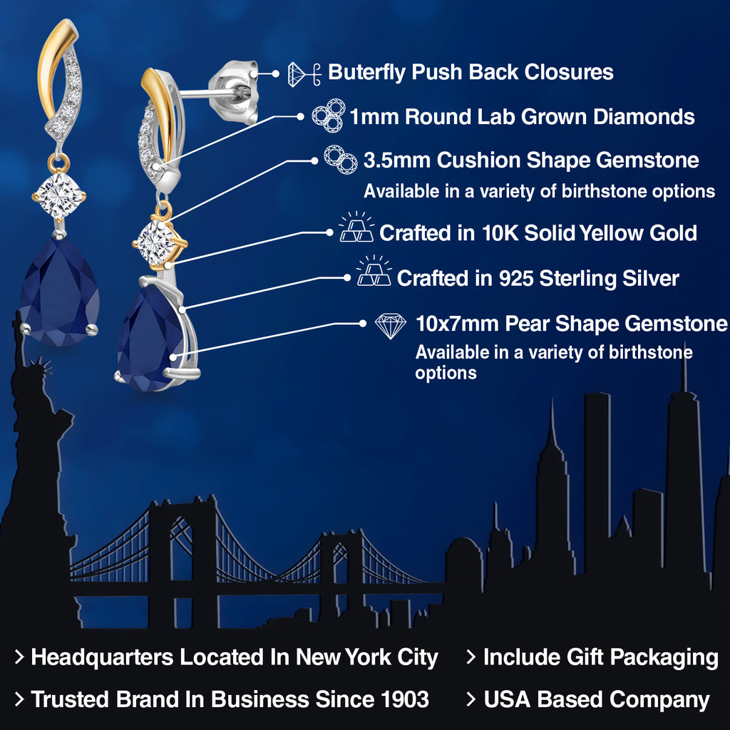 Earrings in 925 Sterling Silver and 10K Yellow Gold