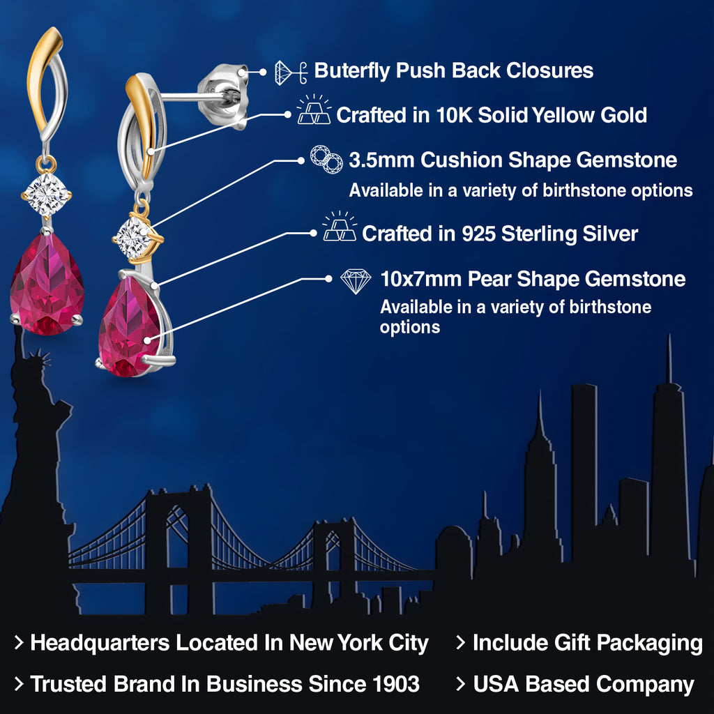 Earrings in 925 Sterling Silver and 10K Yellow Gold