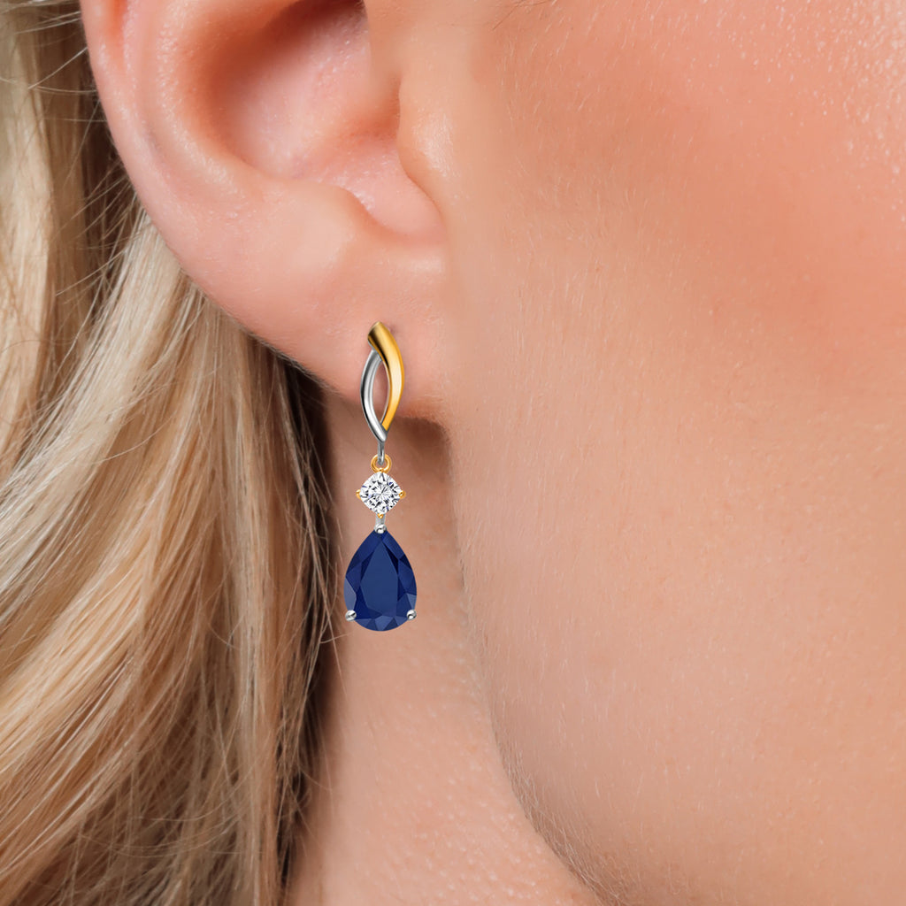 Earrings in 925 Sterling Silver and 10K Yellow Gold