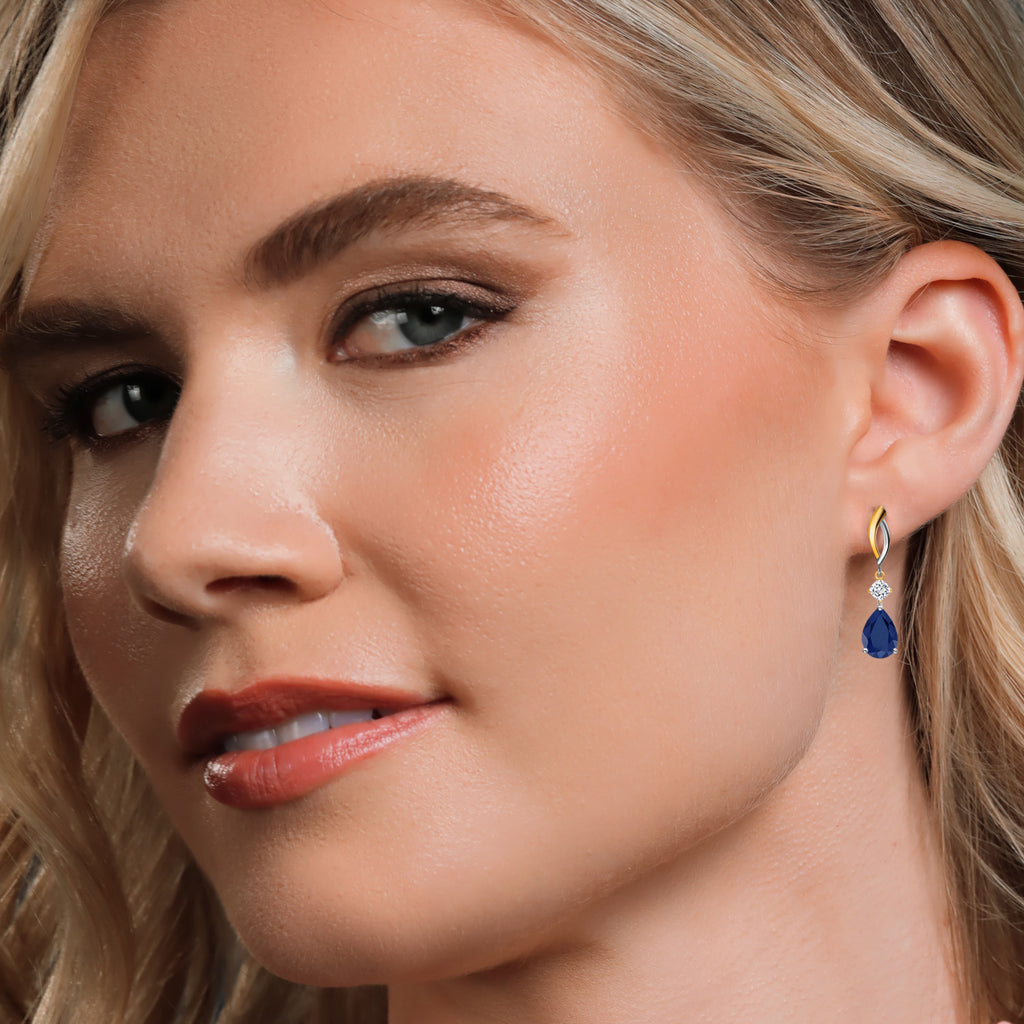 Earrings in 925 Sterling Silver and 10K Yellow Gold