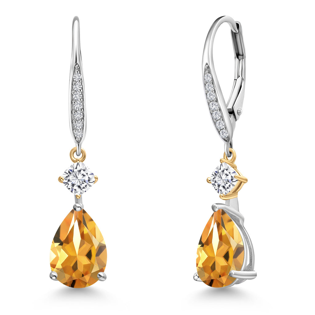 Citrine - November_Earrings in 925 Sterling Silver and 10K Yellow Gold