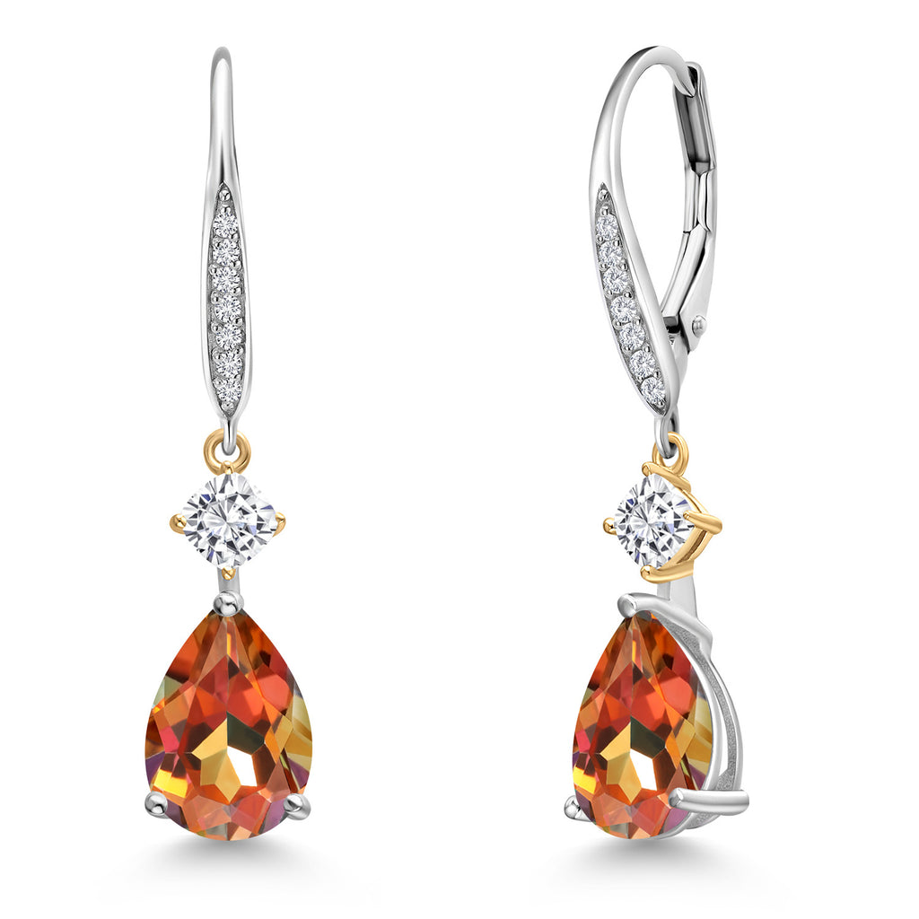 Ecstasy Mystic Topaz_Earrings in 925 Sterling Silver and 10K Yellow Gold