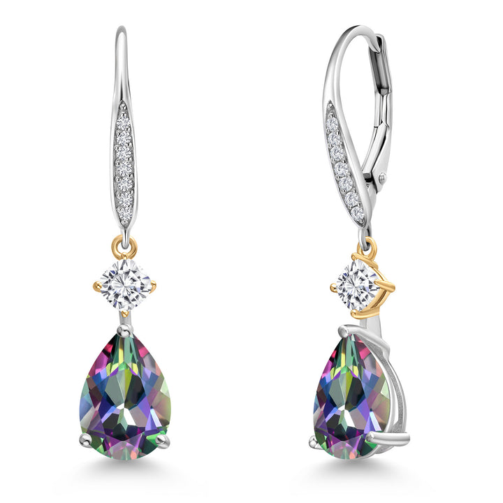 Green Mystic Topaz_Earrings in 925 Sterling Silver and 10K Yellow Gold