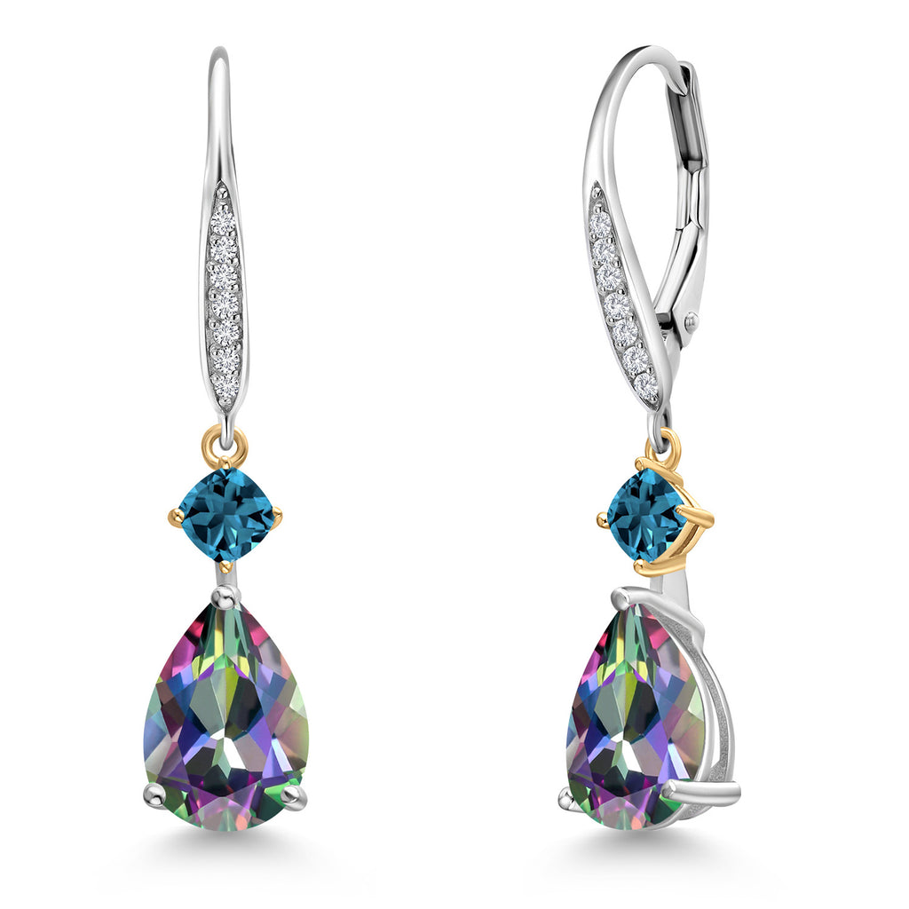 Green Mystic Topaz_Earrings in 925 Sterling Silver and 10K Yellow Gold