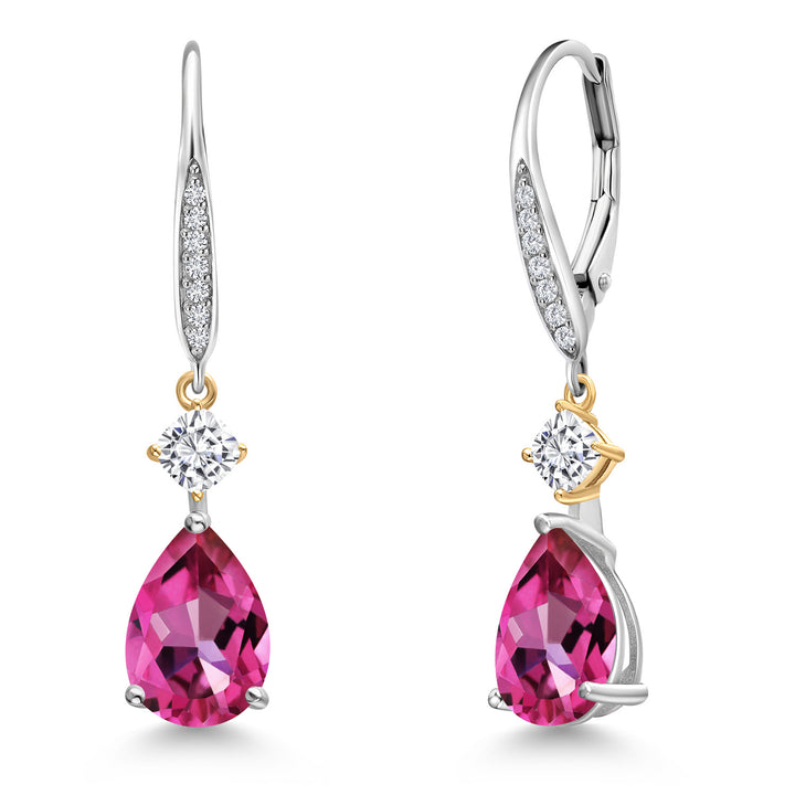 Pure Pink Mystic Topaz_Earrings in 925 Sterling Silver and 10K Yellow Gold