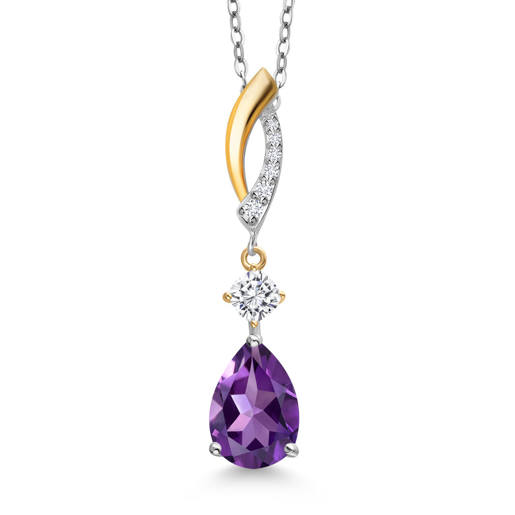 Amethyst - February_Pendant in 925 Sterling Silver and 10K Yellow Gold