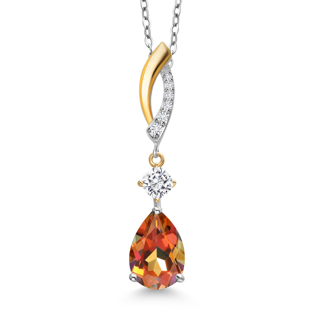Ecstasy Mystic Topaz_Pendant in 925 Sterling Silver and 10K Yellow Gold