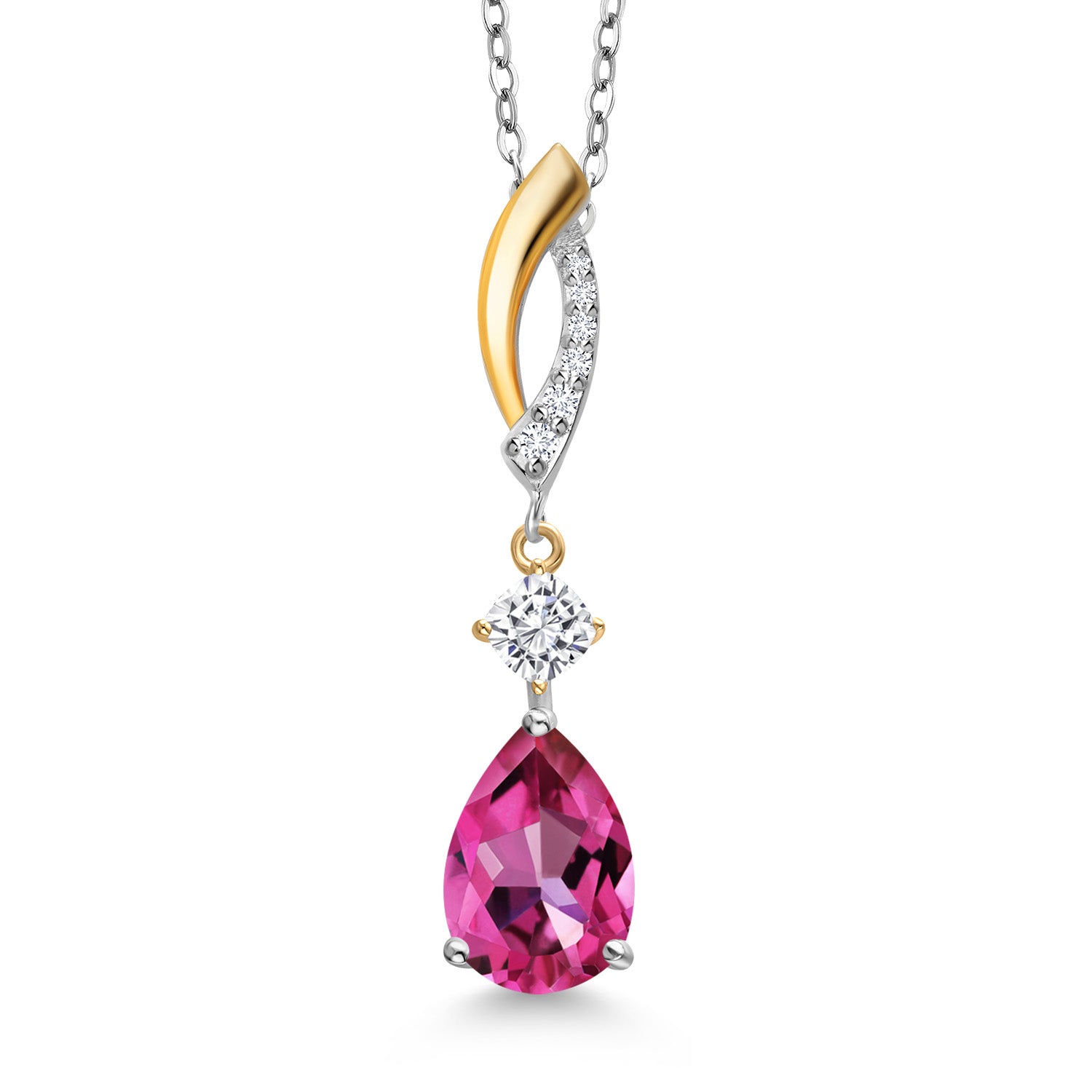 Pure Pink Mystic Topaz_Pendant in 925 Sterling Silver and 10K Yellow Gold