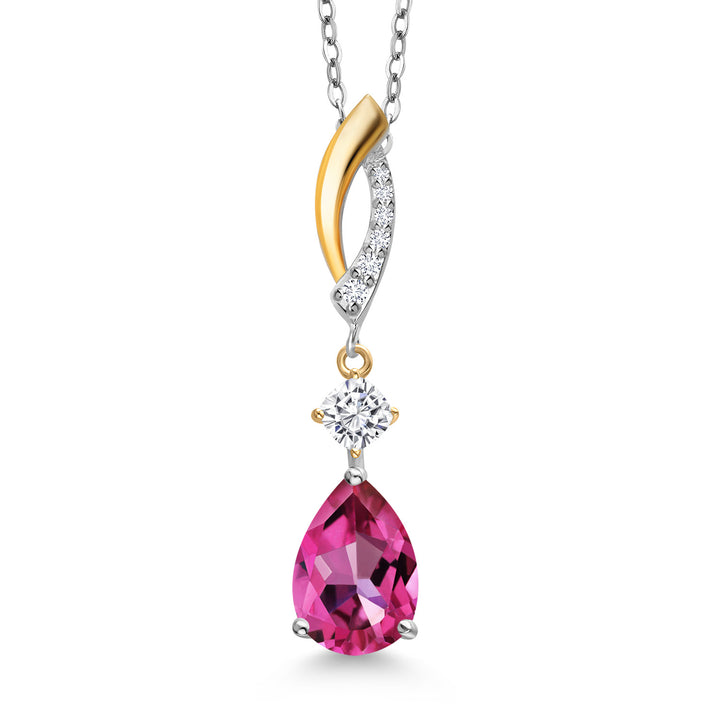 Pure Pink Mystic Topaz_Pendant in 925 Sterling Silver and 10K Yellow Gold