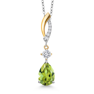 Peridot - August_Pendant in 925 Sterling Silver and 10K Yellow Gold